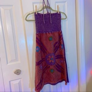 Purple Hippie Patchwork Halter Dress